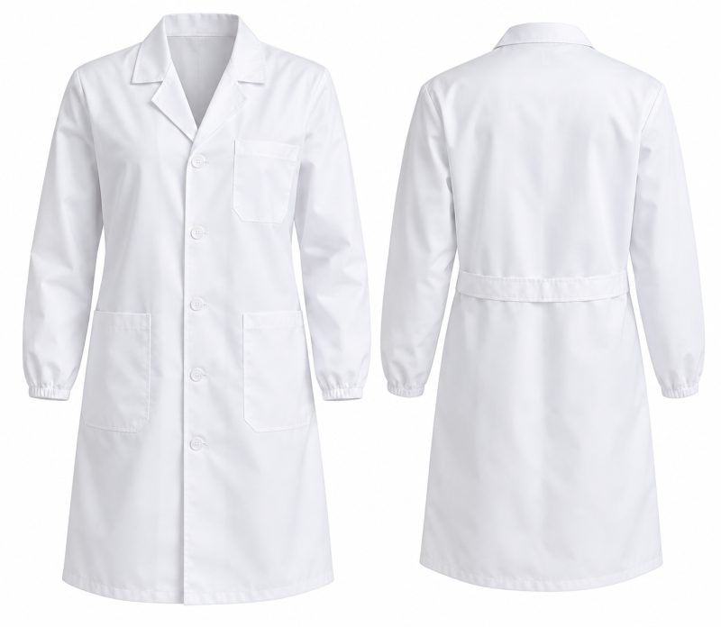Fartuch laboratoryjny – zapinany na napy
